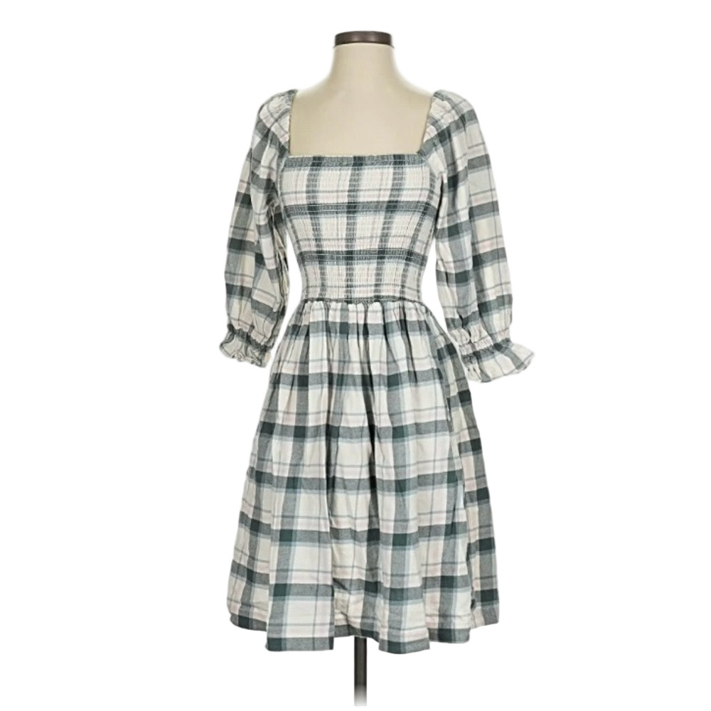 Plaid Cotton Dress With Pockets